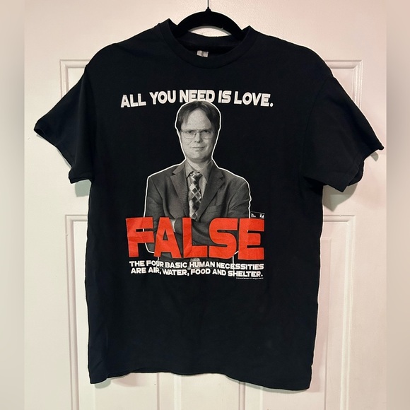 The Office All You Need Is Love FALSE Dwight Schrute Black‎ T-shirt Size M - Picture 2 of 9